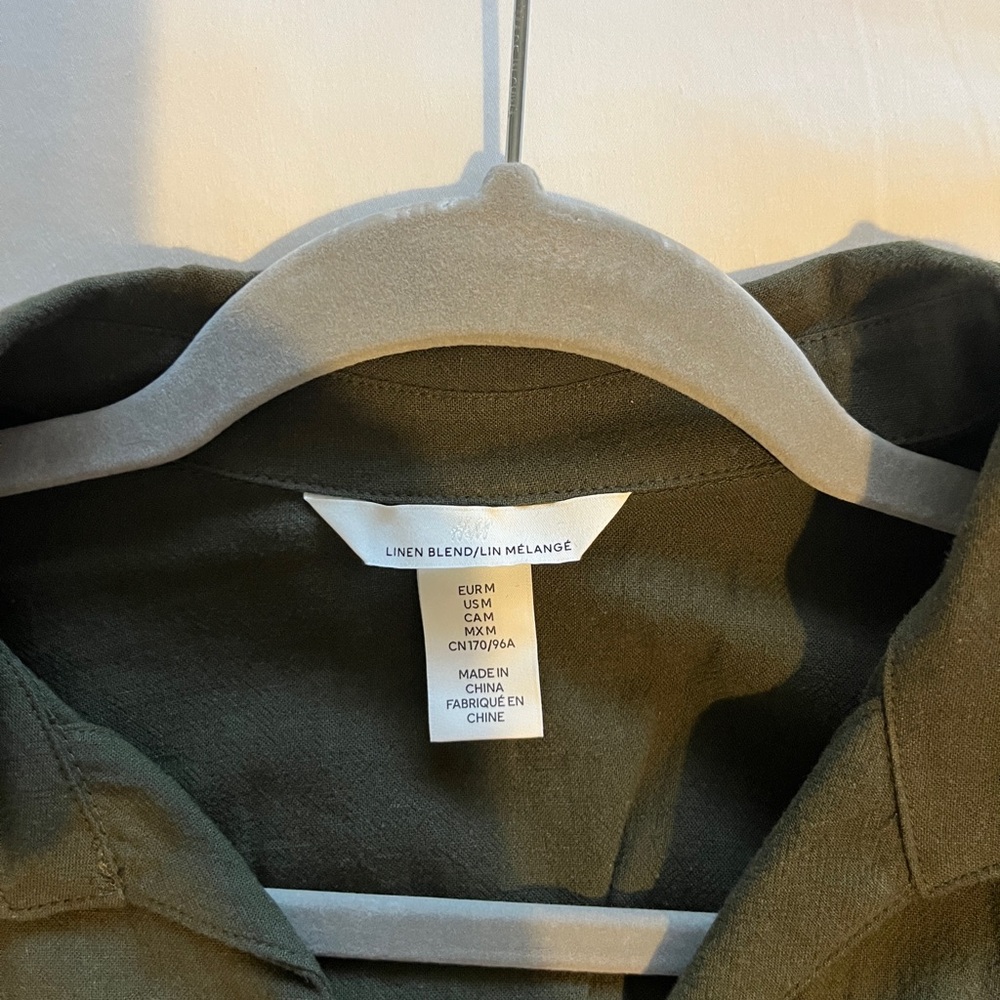 H&M Olive Green Button-Front Shirt Dress with Woven Belt - Picture 7 of 13